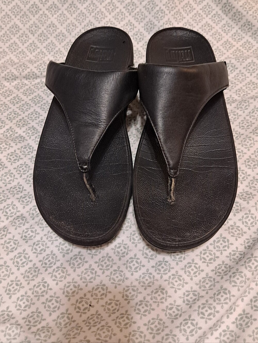 Fitflop Black Leather Thong Sandals Sz 9
